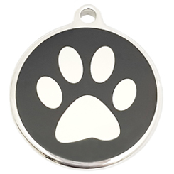 Stainless steel black paw Tag-Pet ID Tag-Pet Tag-FulgorDesign